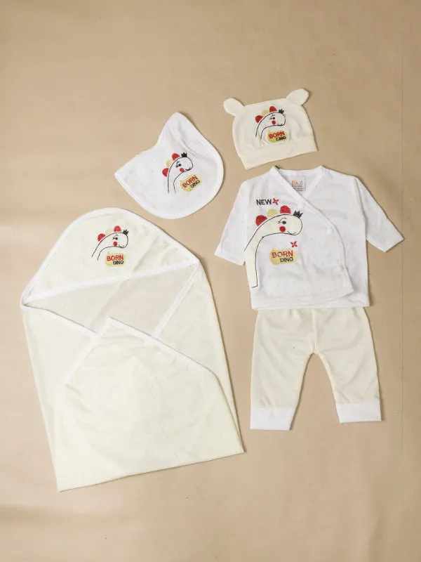 0Mth - 3Mth Dino Light Yellow 5Pcs Gift Set For Newborn NBGS51