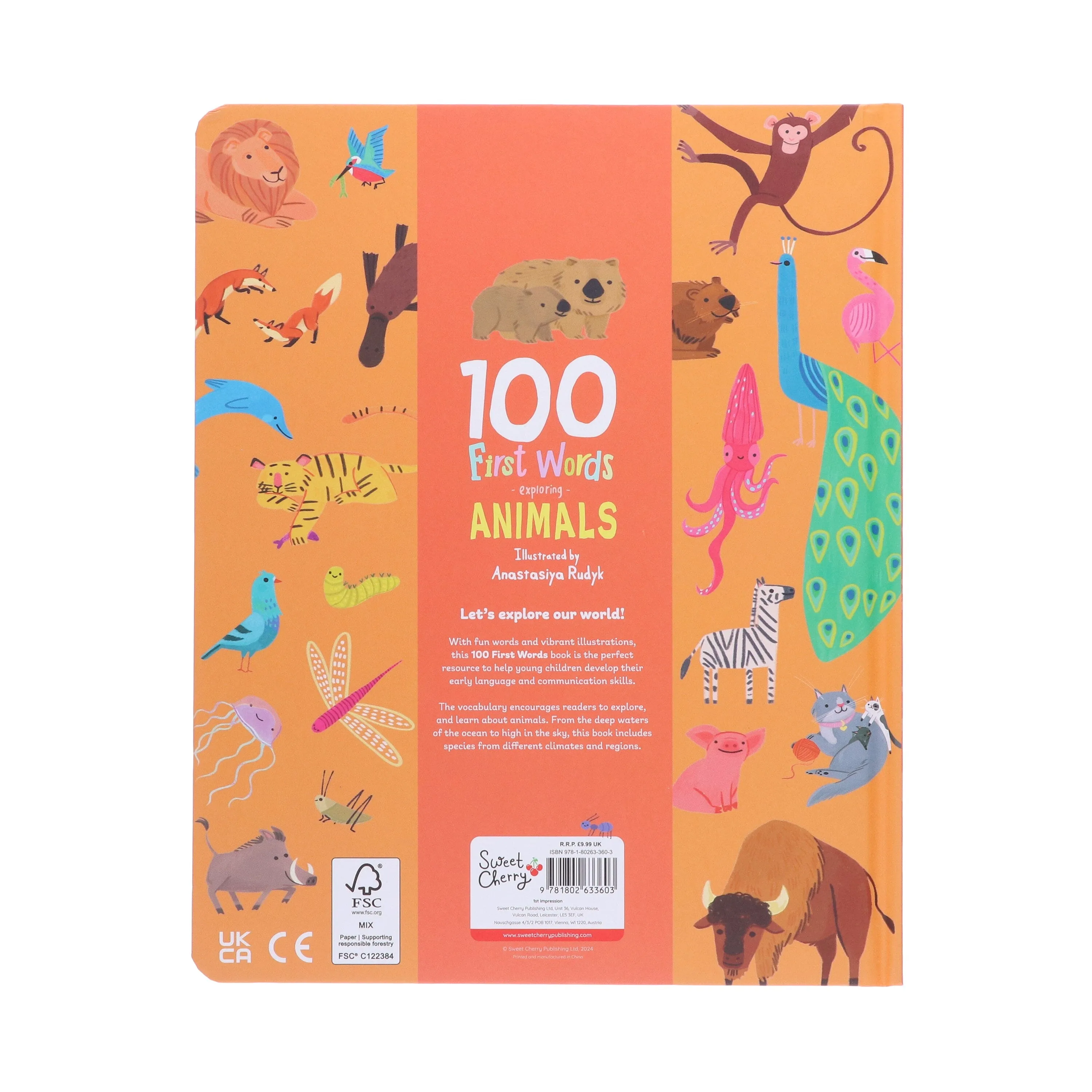 100 First Words Exploring Animals By Sweet Cherry Publishing - Ages 3-5 - Board Book