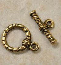 12mm Burnished Goldtone Toggle Clasp pkg/4