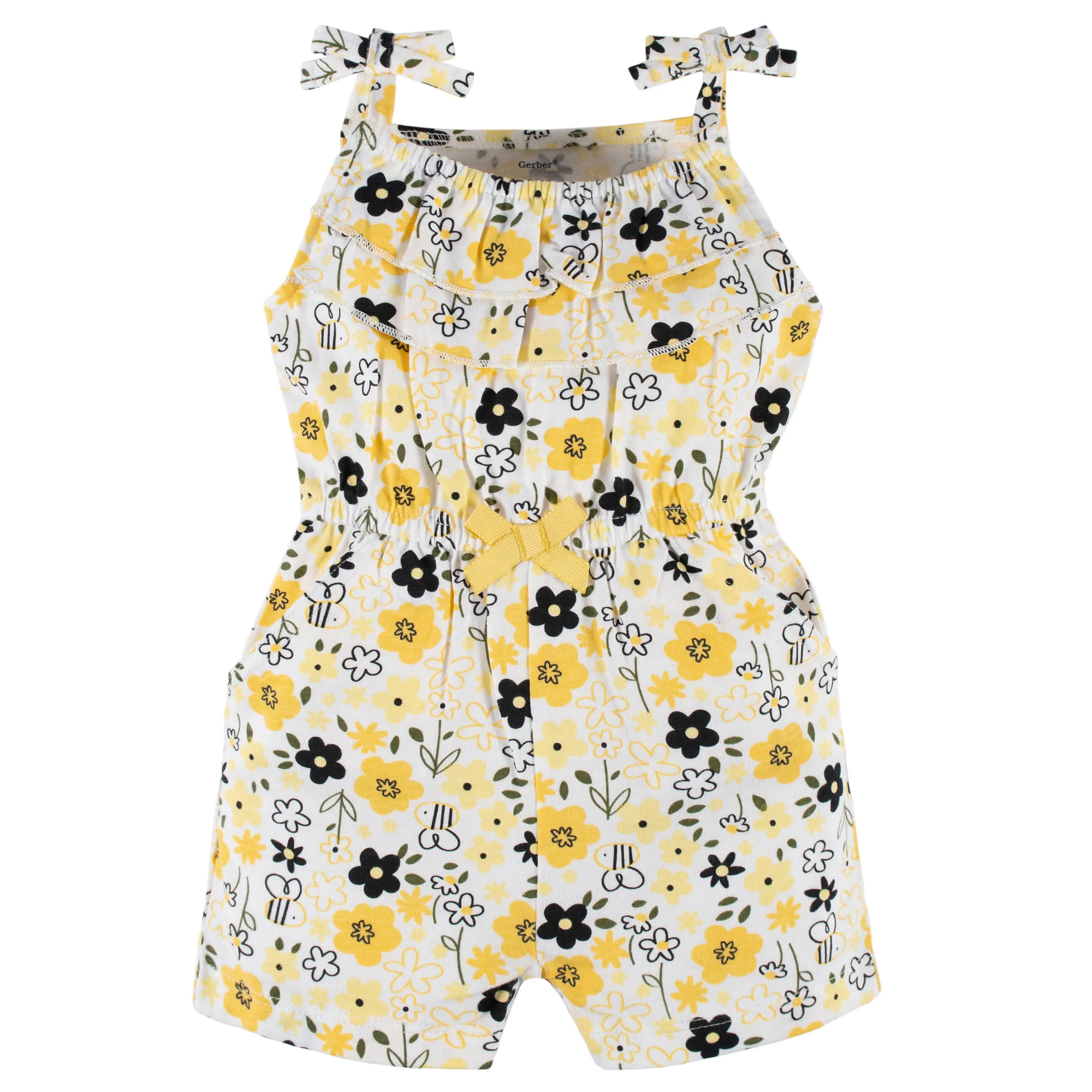 2-Pack Baby & Toddler Girls Bee Garden Tank Rompers