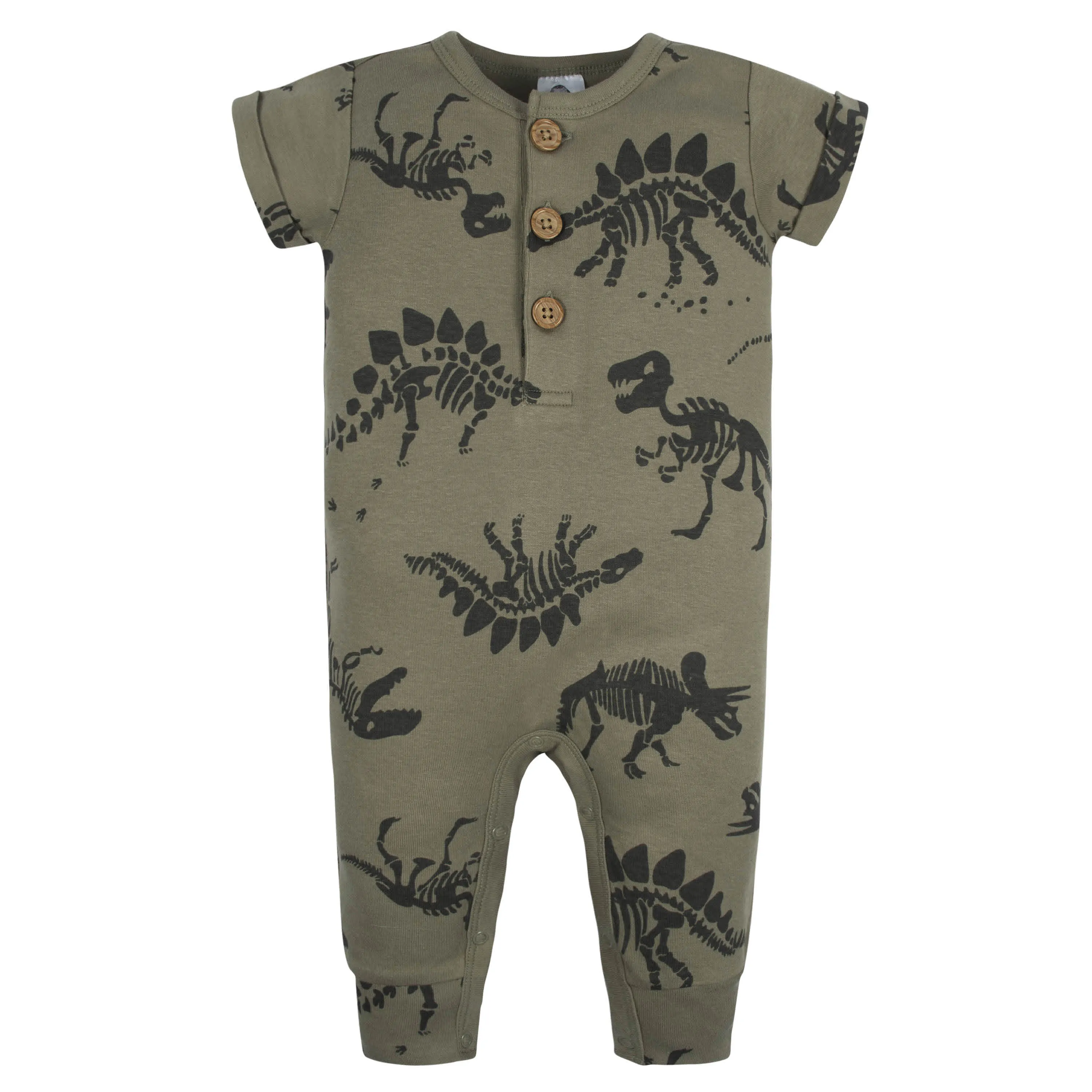 2-Pack Baby Boys Fossils & Black Short Sleeve Rompers