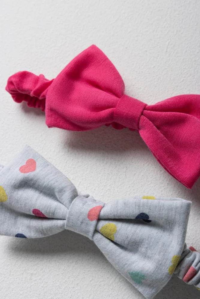 2 Pack Heart Headbands Grey & Pink