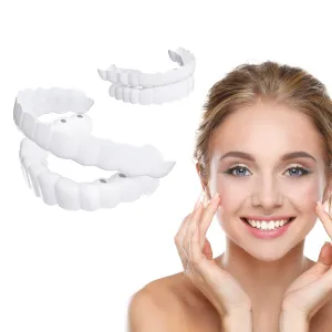 2 Pairs Veneers Snap in Teeth Teeth Comfort Fit Whitening Veneer Snap on Dentures with Woman & Man Party in Smile Beautiful Snapping instants