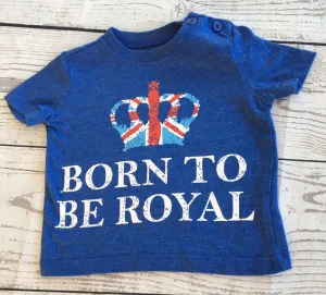 3-6 months blue 'born to be royal' boys short sleeve tshirt