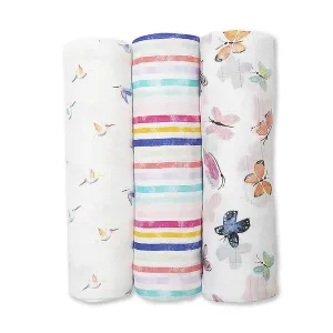 3 Pack Bamboo Swaddle Blanket Garden Friends