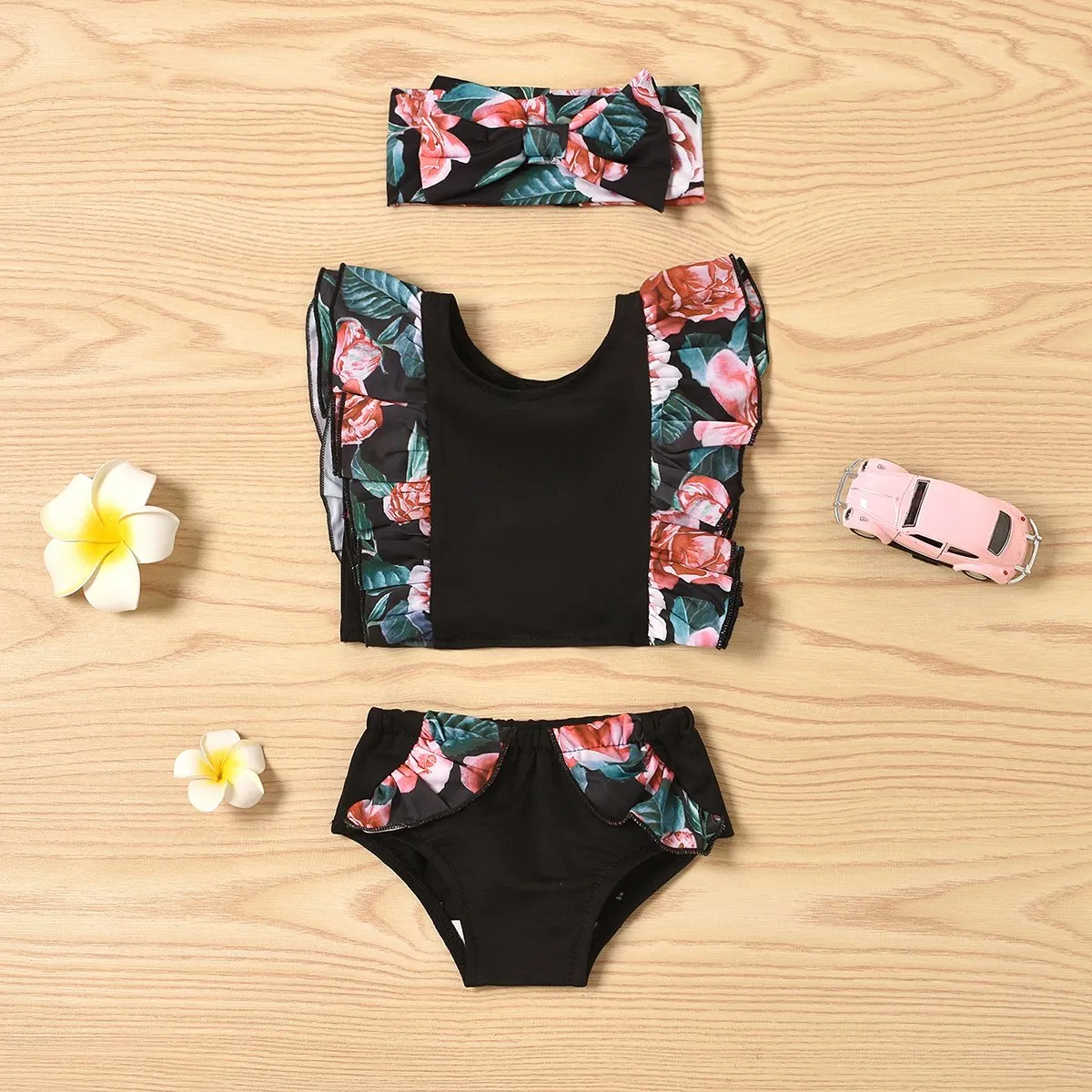 3-Piece Baby Floral Swimwears