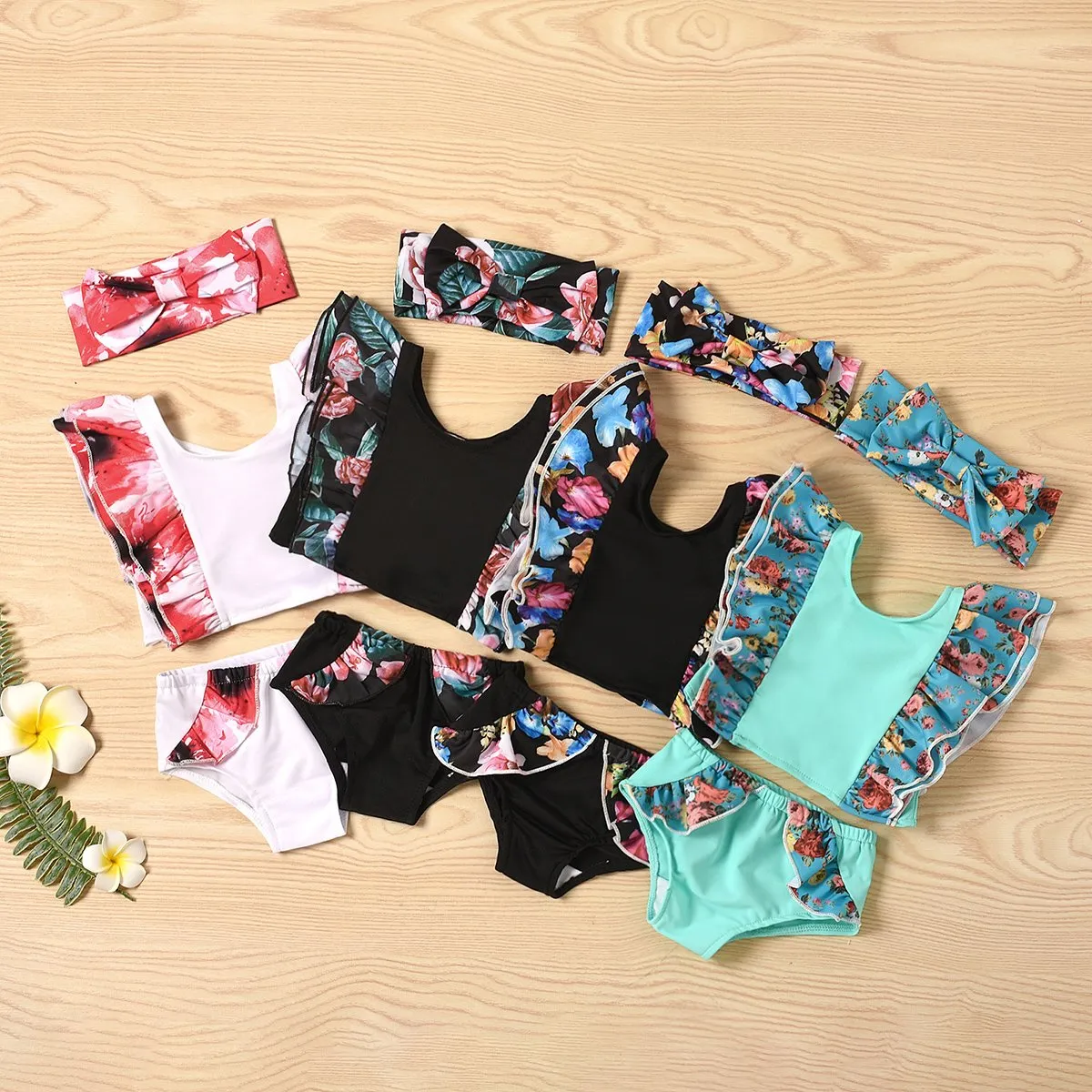 3-Piece Baby Floral Swimwears