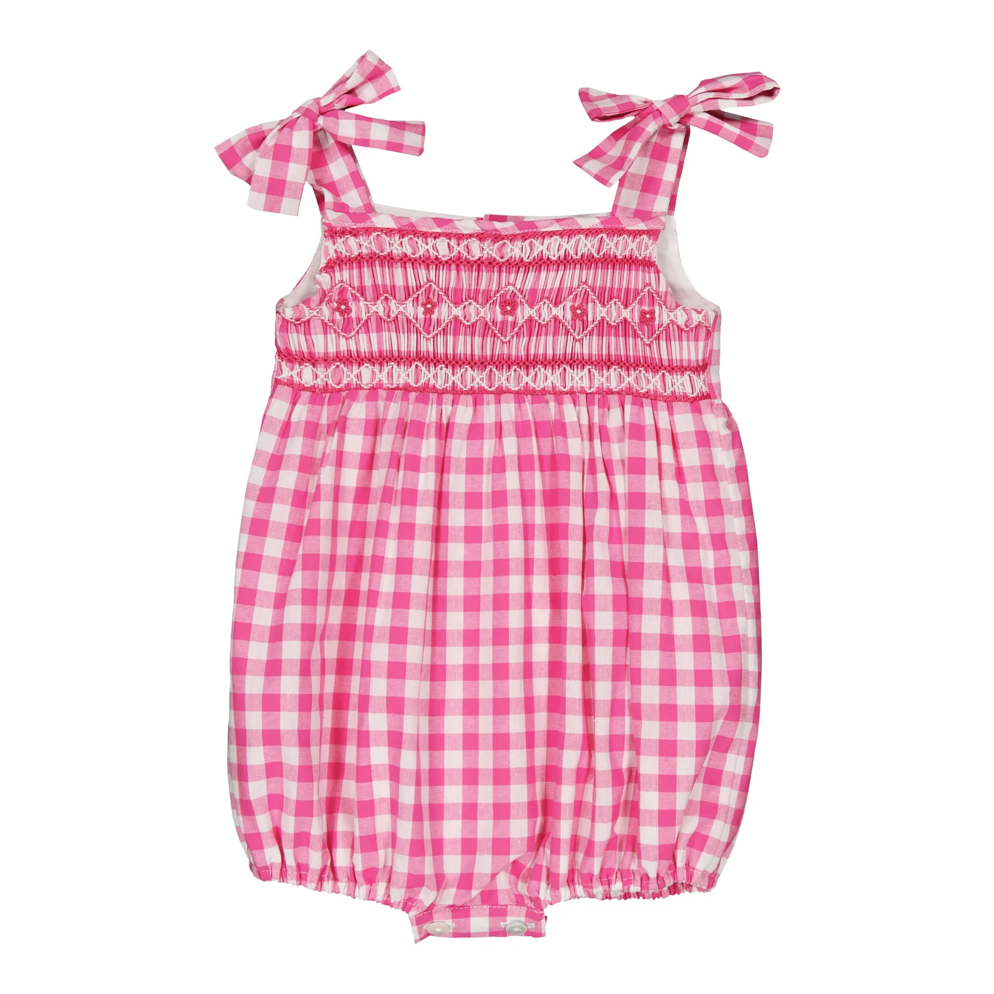 32143-FRANCINE GIRL ROMPER-LRG FUCHSIA GINGHAM