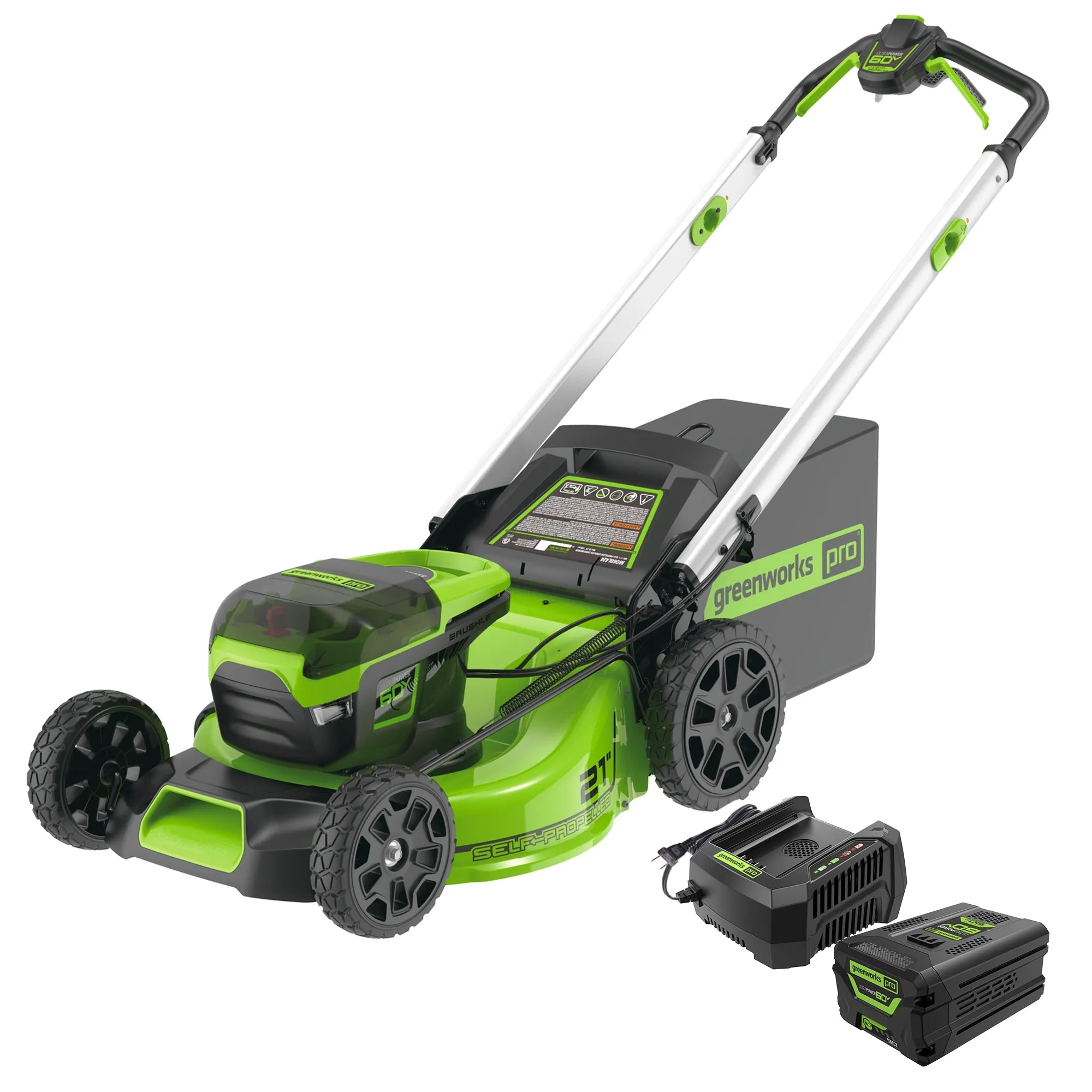 60V 21" Push Mower 5-pc Combo Kit w/ (1) 4Ah Battery, (1) 5.0Ah Battery & (2) Chargers