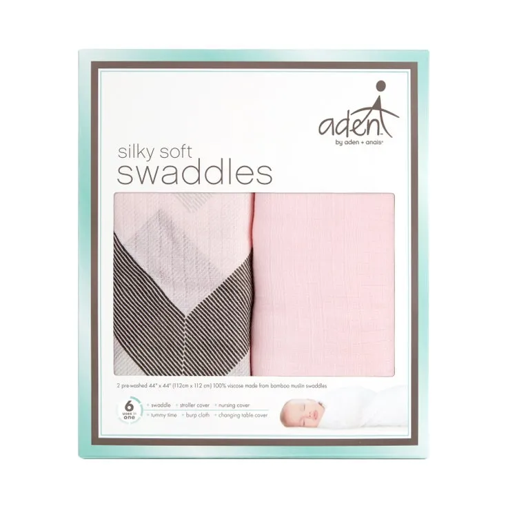 Aden   Anais Essentials 2 Packs Silky Soft Swaddle - Ziggy Pink