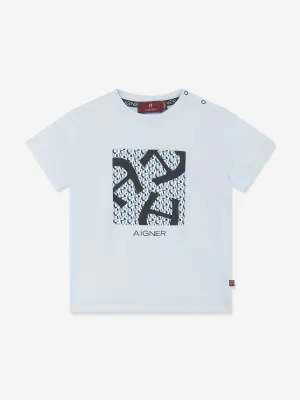 Aigner Baby Boys Logo Print T-Shirt in Blue