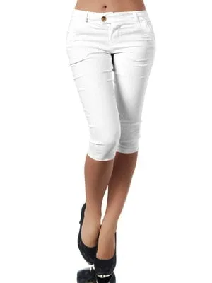 Amy Fashion - Casual Stretch 3/4 Trousers Female Capris