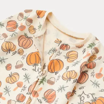 BA - Kids 'Cream' Pumpkin Print Zip Up Romper BA315