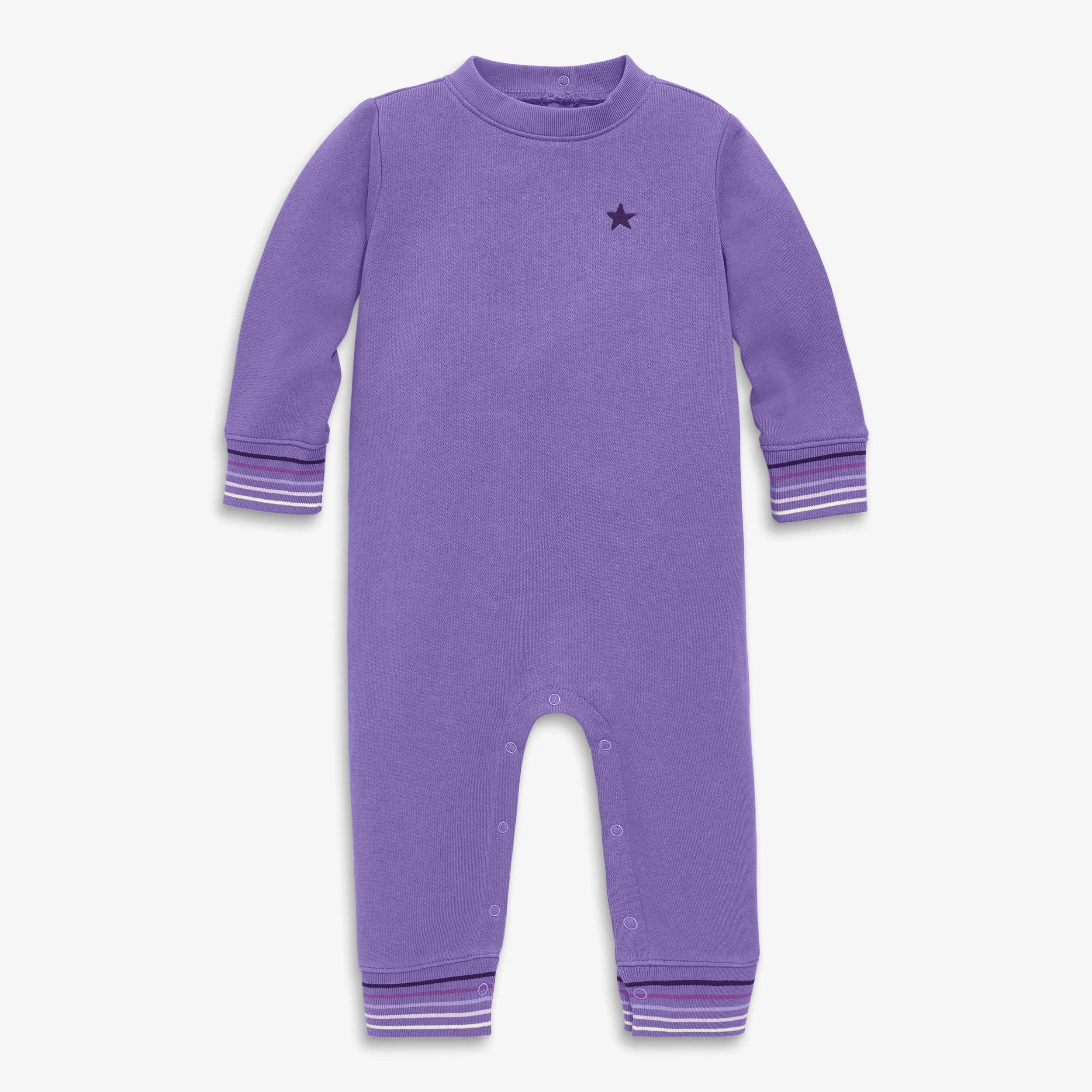 Baby embroidered stripe trim sweatshirt romper