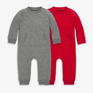 Baby sweatshirt romper 2-pack