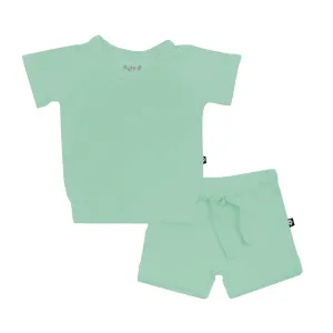 Bamboo Jersey Short Sleeve Jogger Set in Wasabi