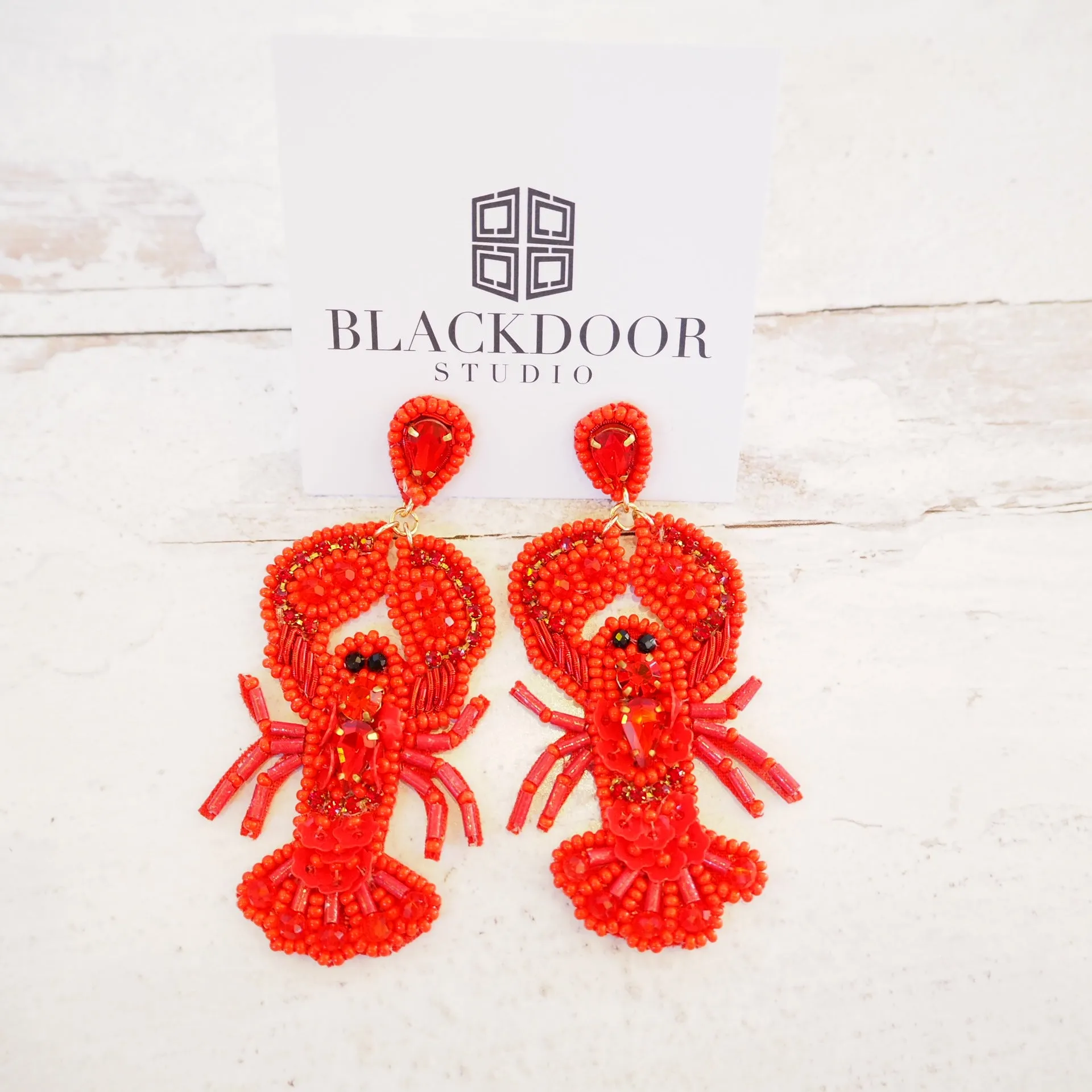 Beaded Crawfish Earrings~Clearance