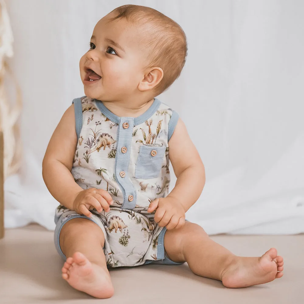 Bebe Emmett Dino Back Romper (Size NB-1)