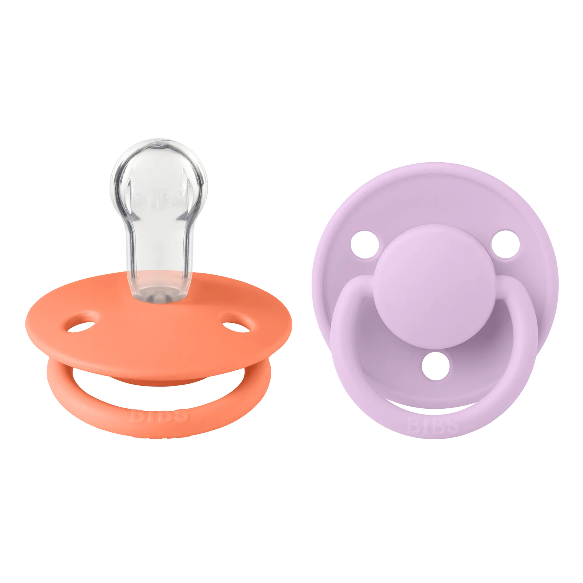 BIBS De Lux Silicone Pacifier 2 Pack - Papaya/Violet Sky