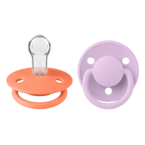 BIBS De Lux Silicone Pacifier 2 Pack - Papaya/Violet Sky