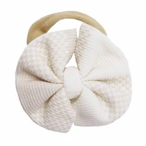 Big Check Waffle Bow Headband | Sand