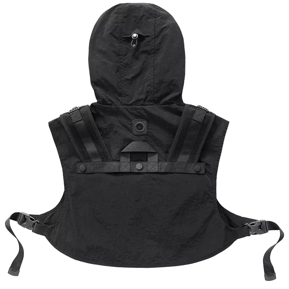 Black Cargo Tech Buckle Vest