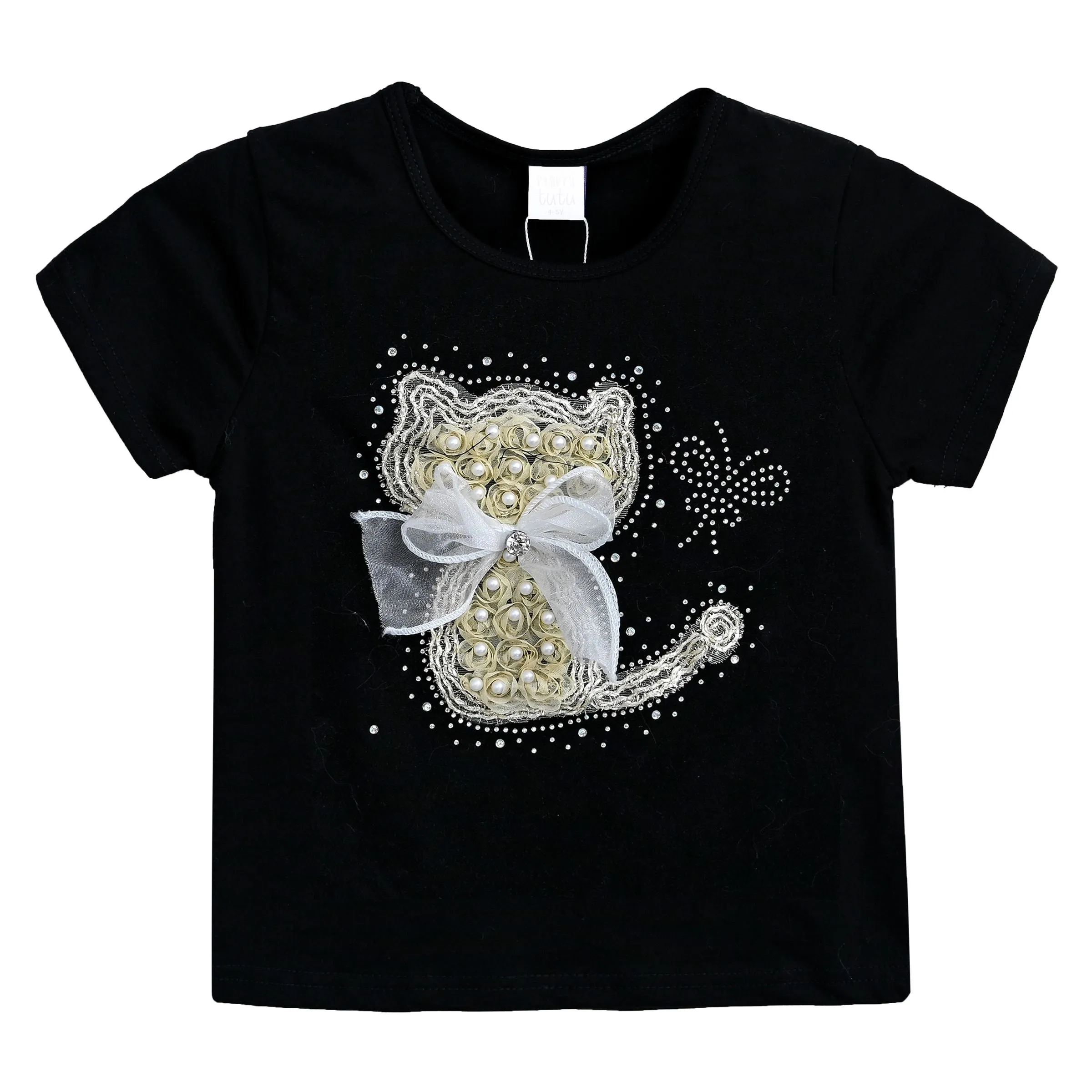 Black Cat Applique T-Shirt