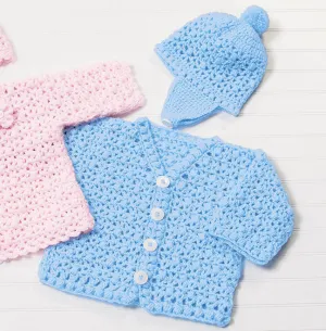 Bobbled  V-Neck Cardigan Set - 6 months