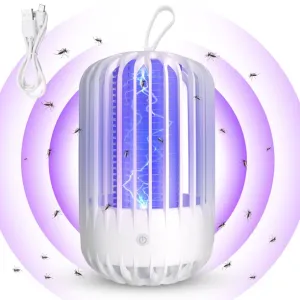 Bug Zapper for Indoor and Outdoor,3000V Electric Mosquito Zapper, High Powered Pest Control Waterproof,Powerful Insect Killer for Home, Kitchen,Backyard,Camping(White)