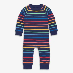 Clearance baby sweatshirt romper in sunrise rainbow stripe