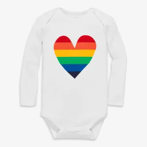 Clearance organic long sleeve rainbow heart babysuit