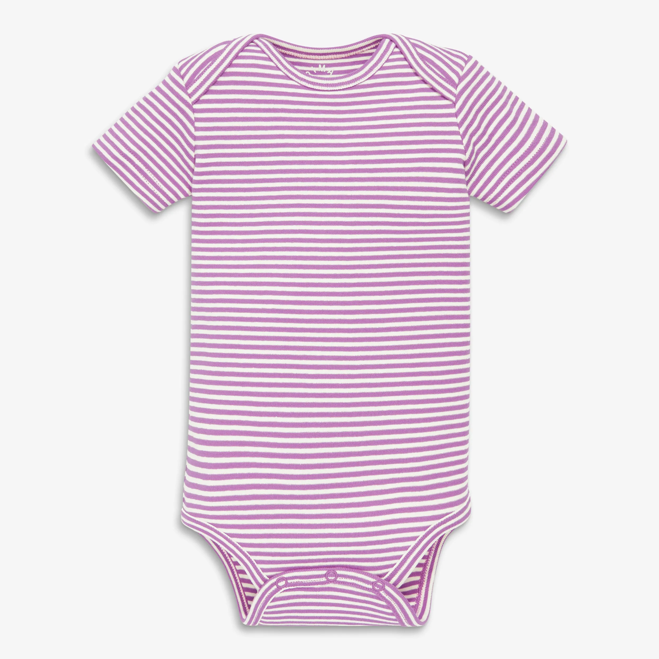 Clearance organic short sleeve babysuit in mini stripe