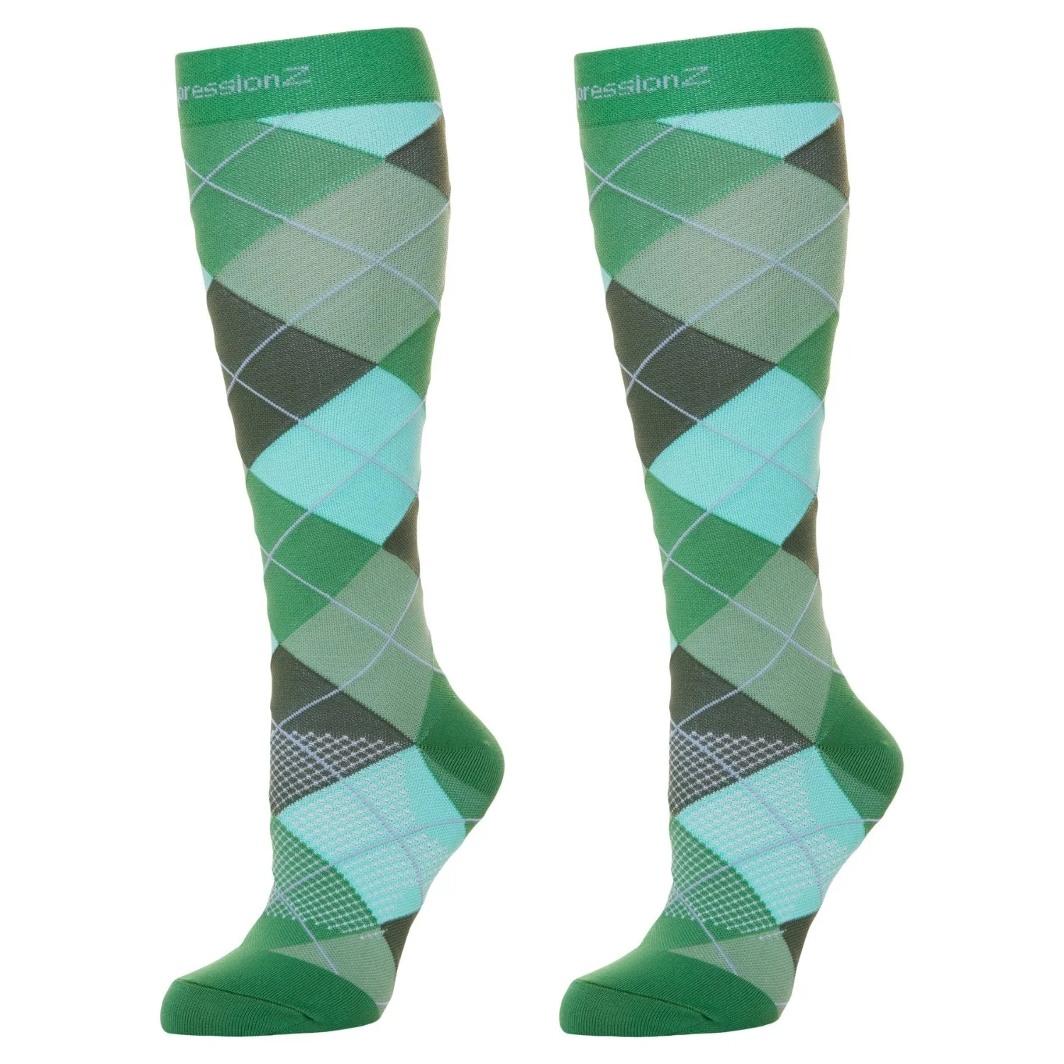 Compression Socks (20-30 mmHg) - Argyle Green