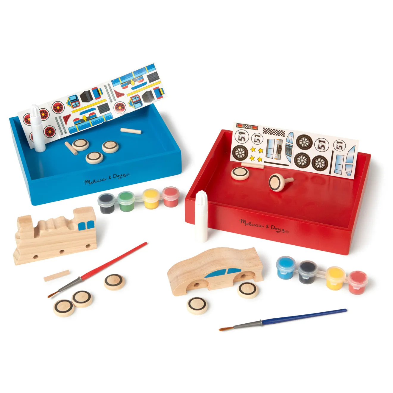 Decorate-Your-Own Wooden Train and Race Car Craft Kit