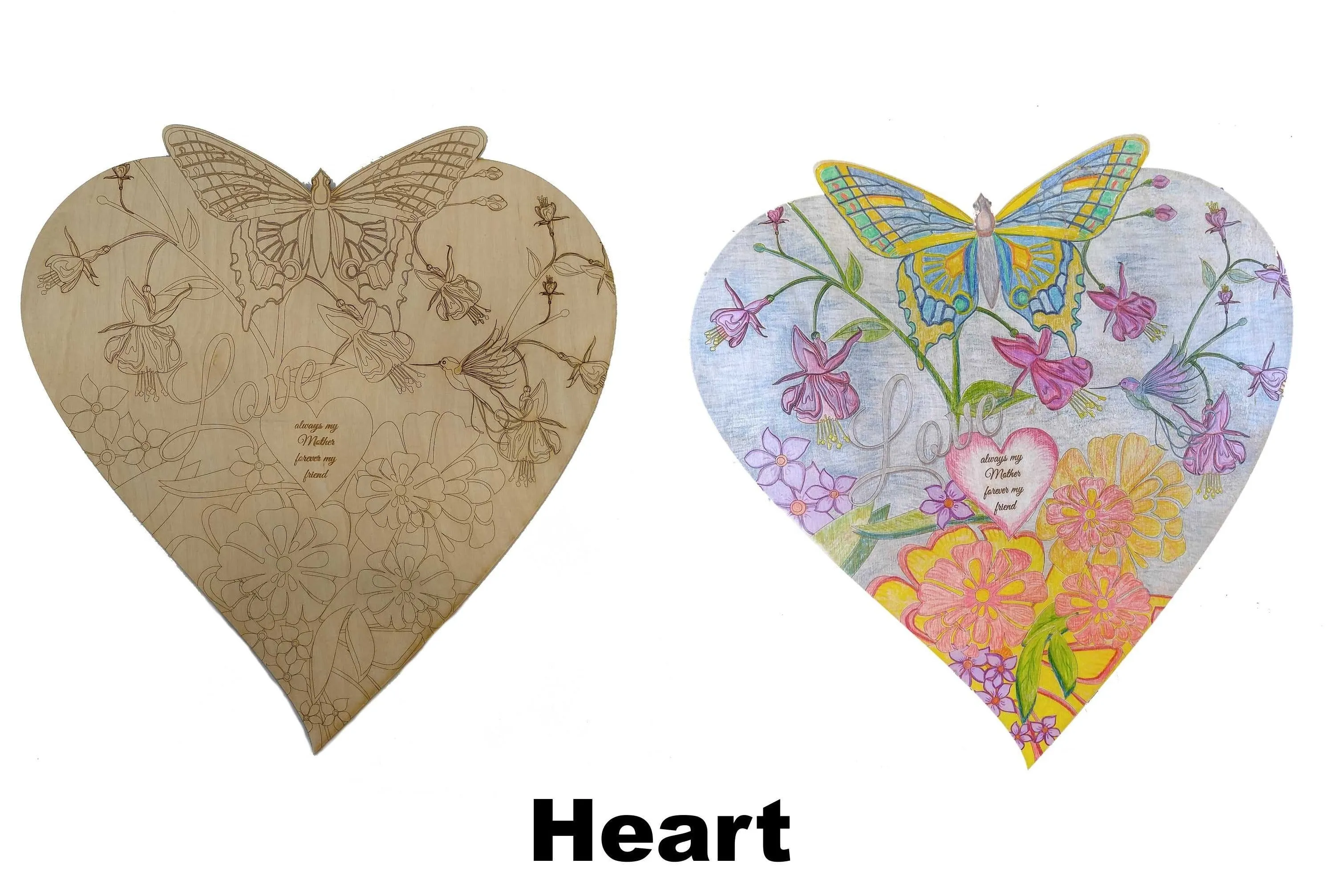 DIY - Adult Coloring - Wood Heart