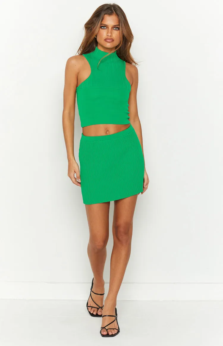 Dominica Green Rib Mini Skirt