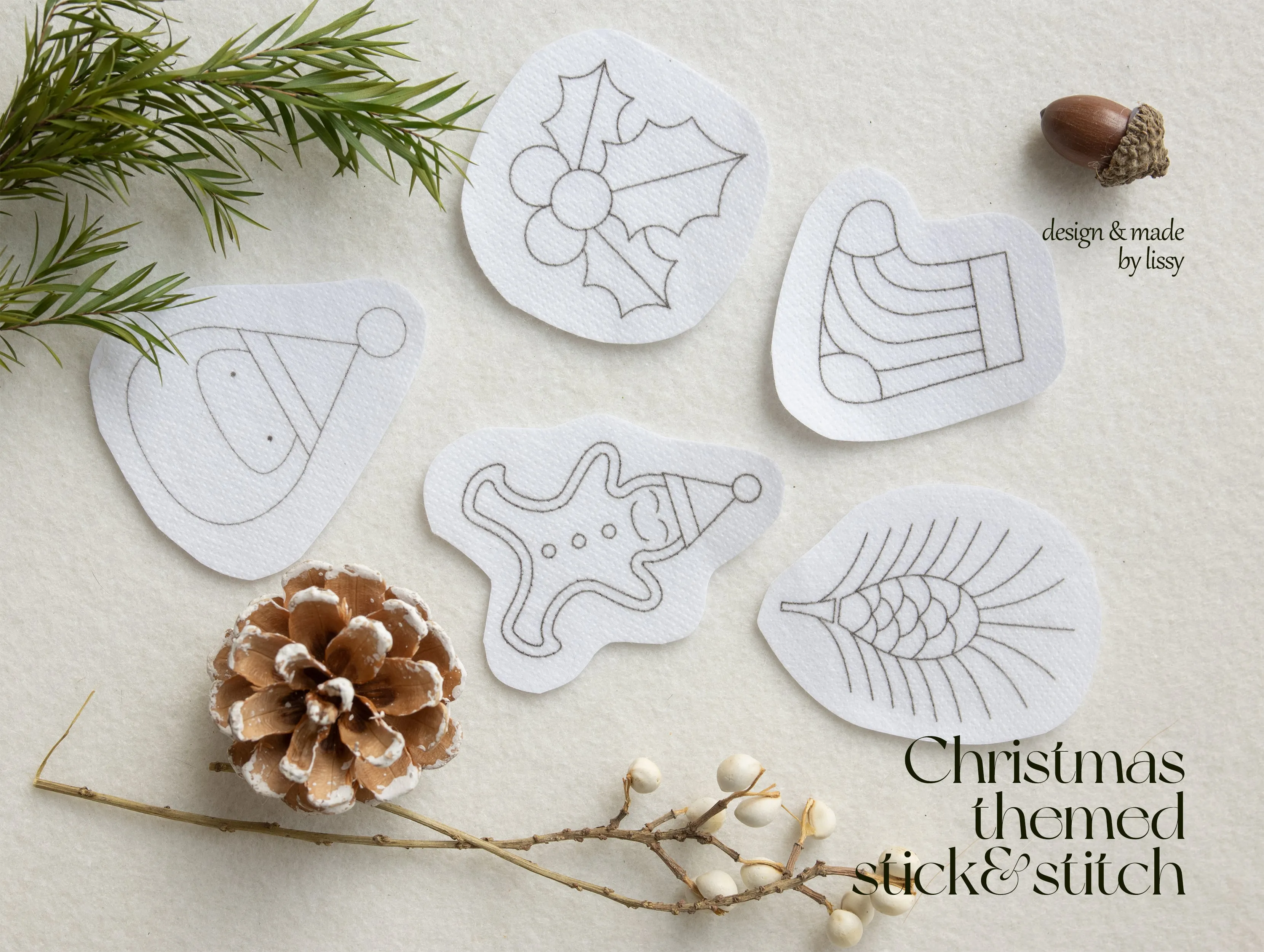 Embroidery Kits for Beginners | Christmas Themed Stick & Stitch Kits with PDF Tutorials