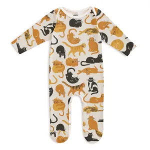 Footed Romper - Cat Friends Gold & Yellow