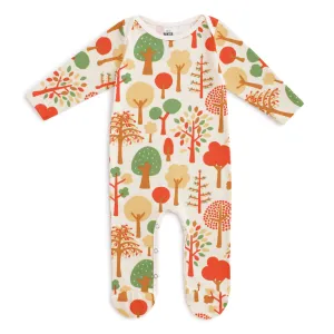 Footed Romper - Trees Green & Orange