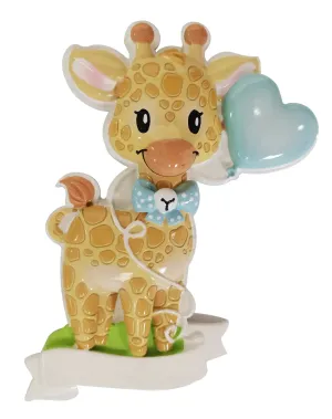 Giraffe Ornament with Blue Bow Tie & Blue Heart