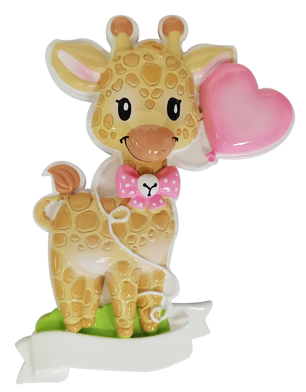 Giraffe Ornament with Pink Bow Tie & Pink Heart