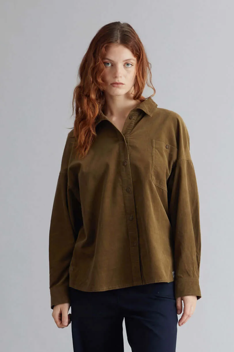 HANAKO - Organic Cotton Cord Shirt Olive