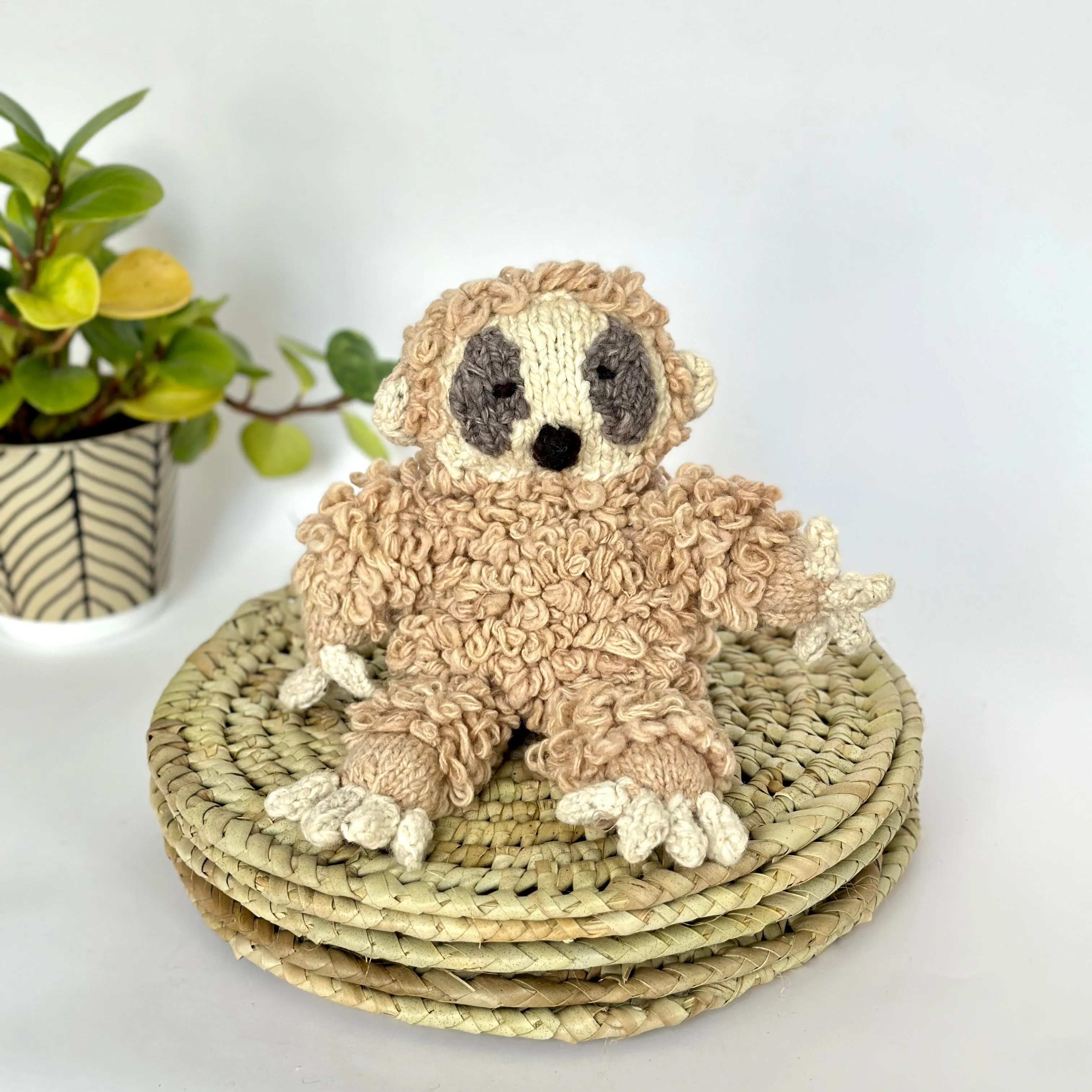 Hand-Knit Wool and Cotton Stuffed Animals