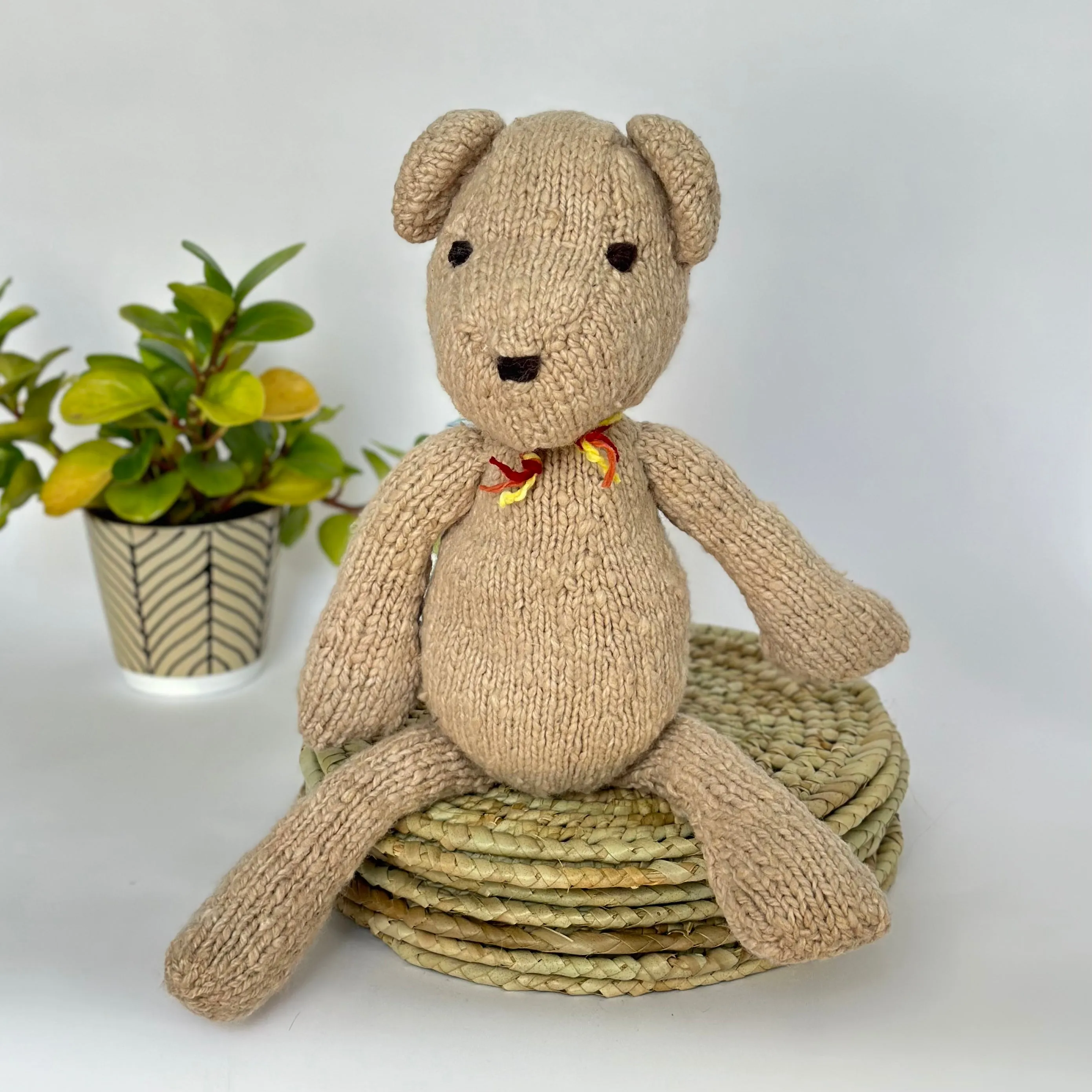 Hand-Knit Wool and Cotton Stuffed Animals