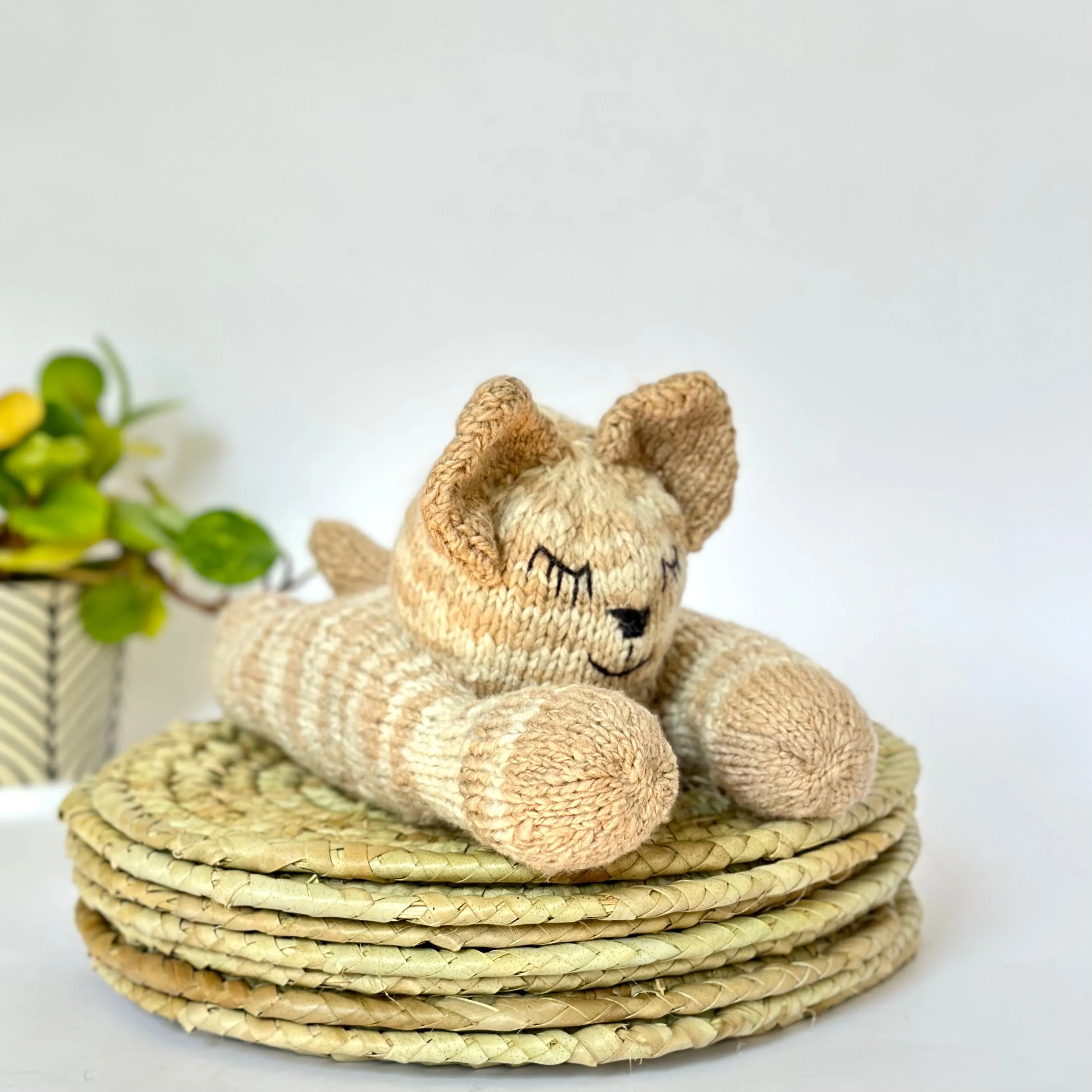 Hand-Knit Wool and Cotton Stuffed Animals