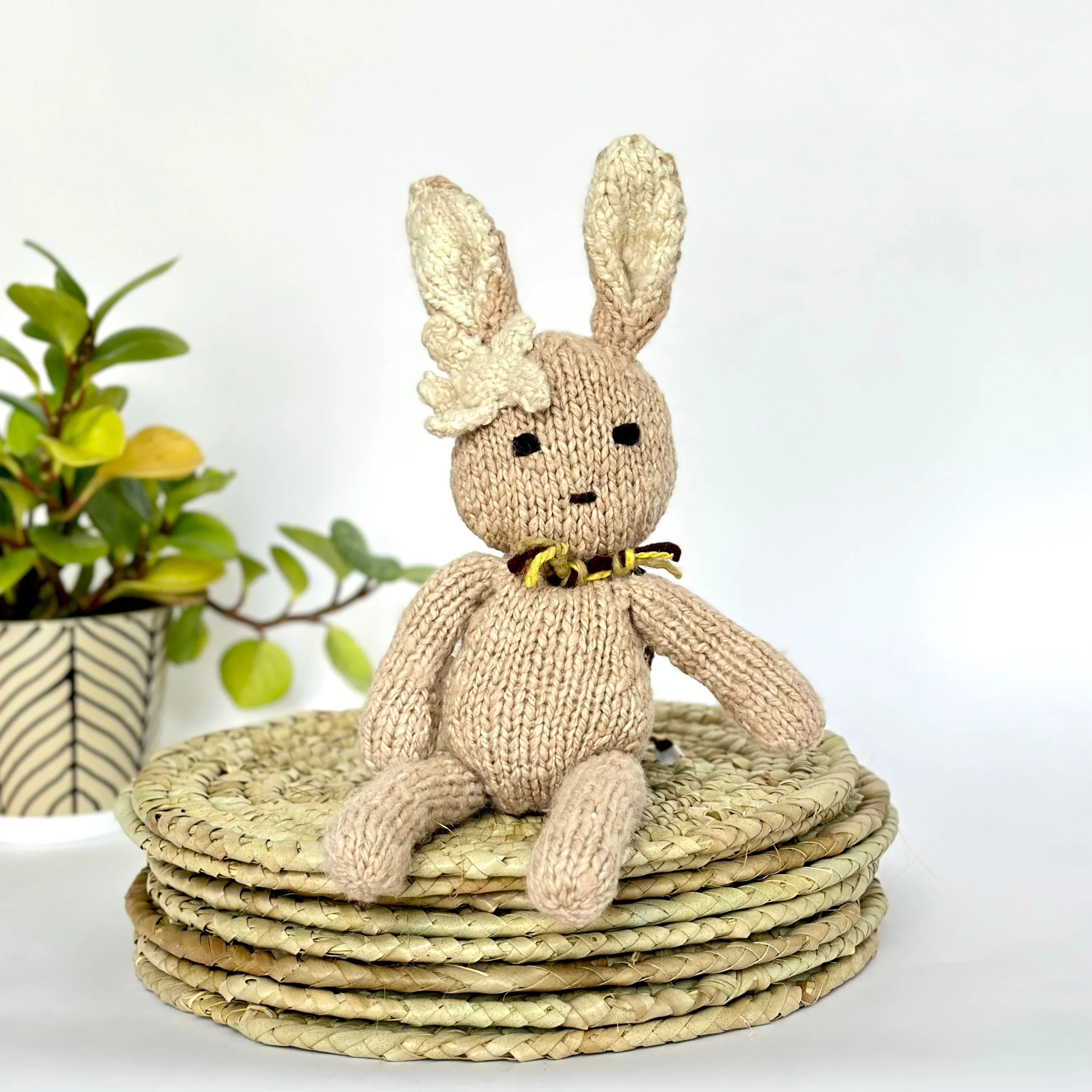 Hand-Knit Wool and Cotton Stuffed Animals