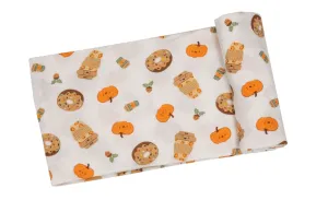 HARVEST-Pumpkin Spice Latte Orange Multi Swaddle Blanket