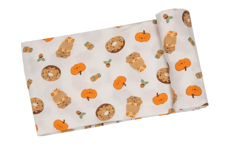 HARVEST-Pumpkin Spice Latte Orange Multi Swaddle Blanket