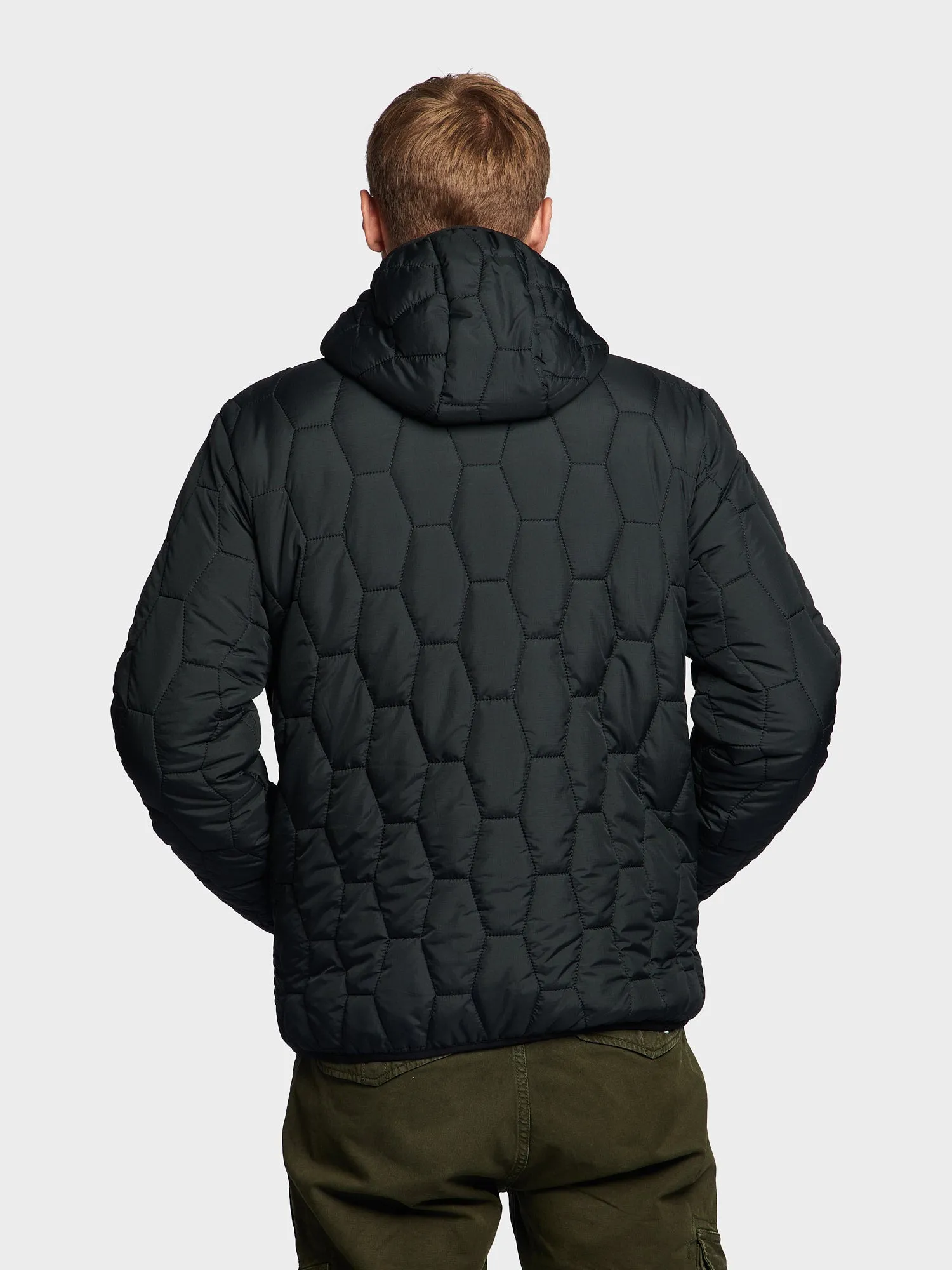 Hudson Script Hexagon Quilt Jacket in Black