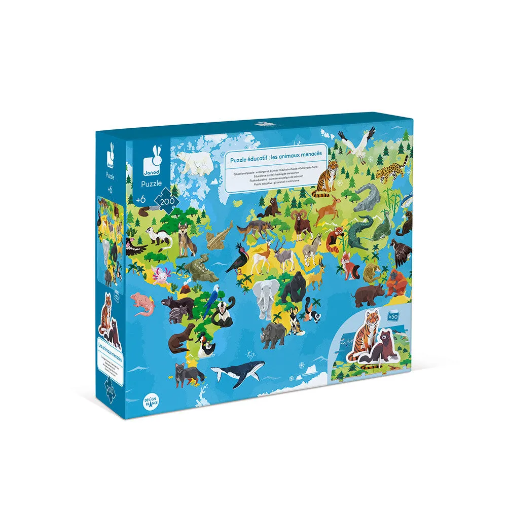 Janod Educational Endangered Animals 3D Puzzle 200-Piece